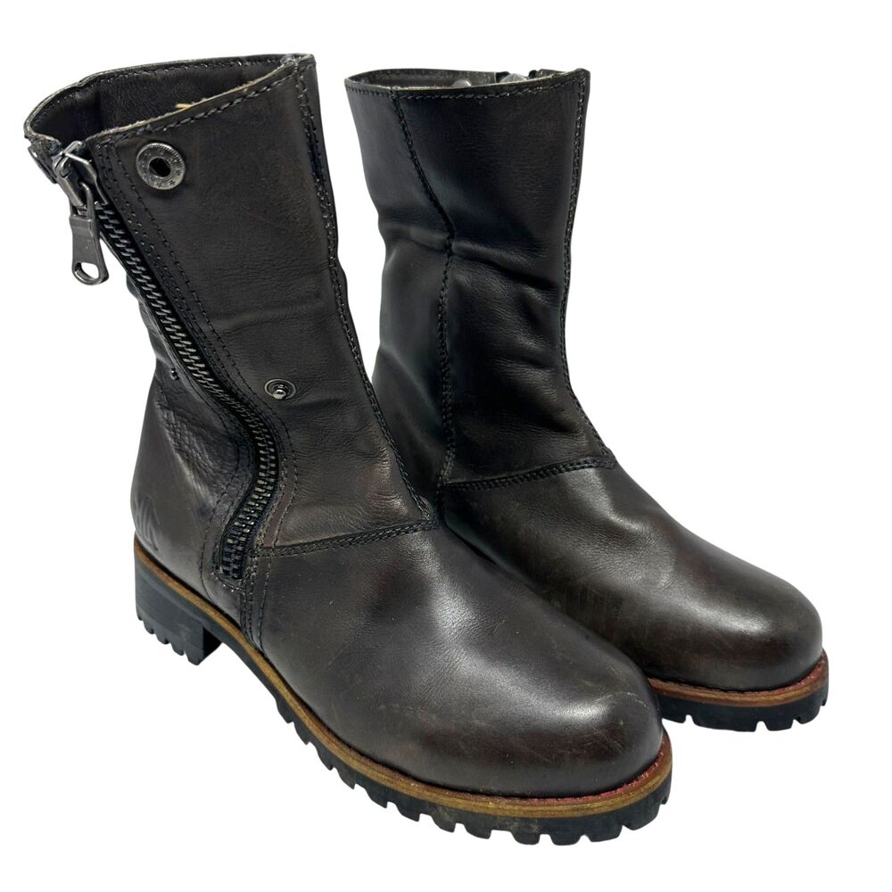 KLM‎ Brown Leather Side Zip Women’s Motorcycle Boots – Size US 7